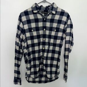 Men's J. Crew Navy and White Checkered Shirt by